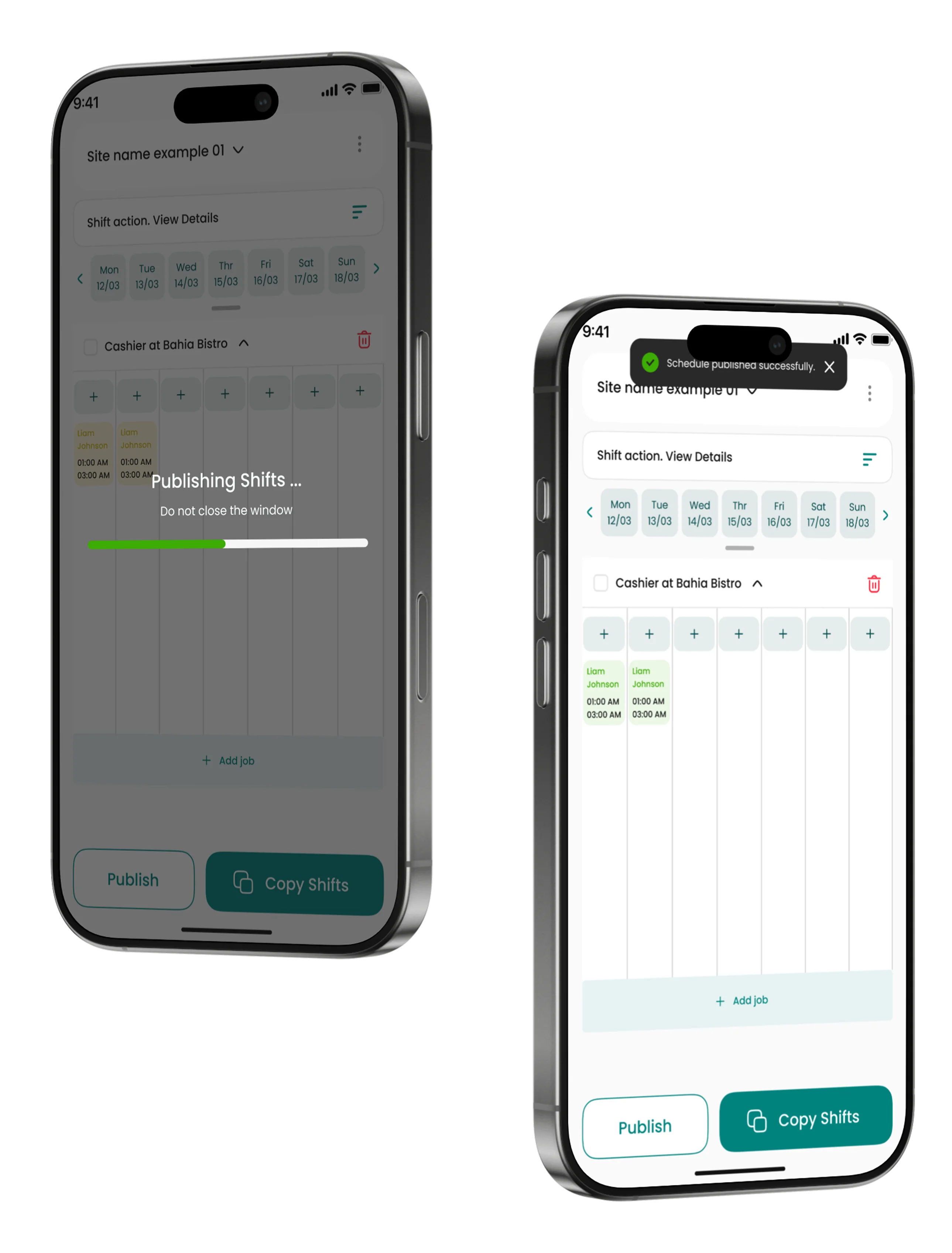 Scheduling screen 3